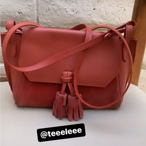 Long champ brunt orange tassel Penelope small leather cross body bag